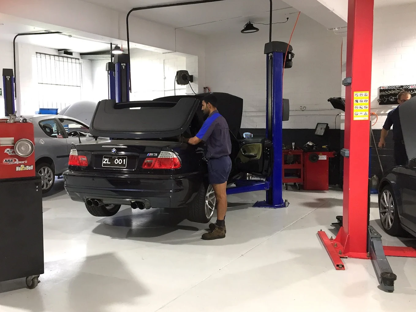 BMW M3 in for service in the Hornsby workshop